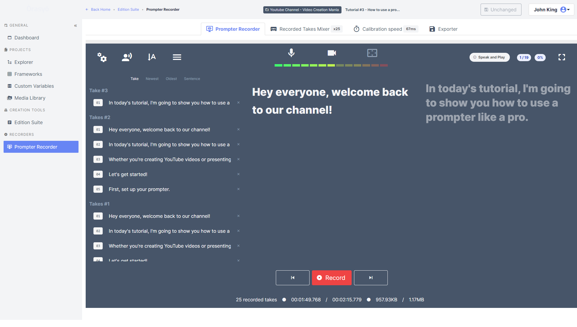 Orasyo - Write and record videos and audios at the speed of your voice.